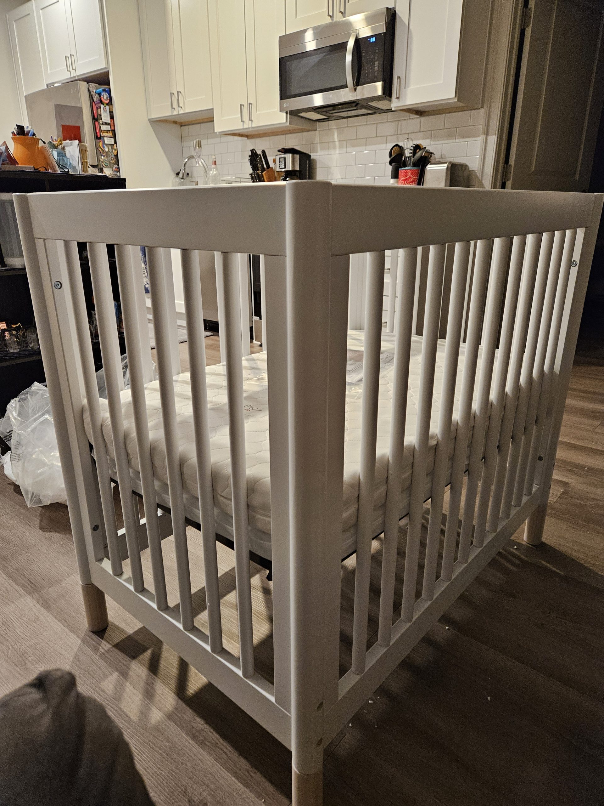 Photo of baby's crib at intended parent's home.